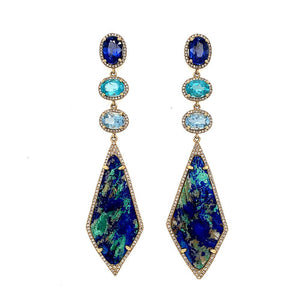 Malachite and Diamond Drop Earring