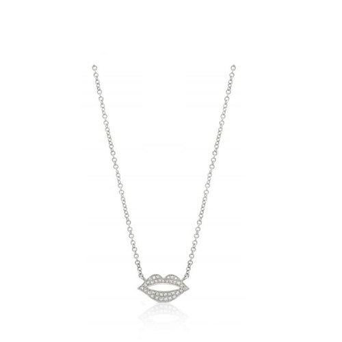 Pave Diamond Lips Necklace