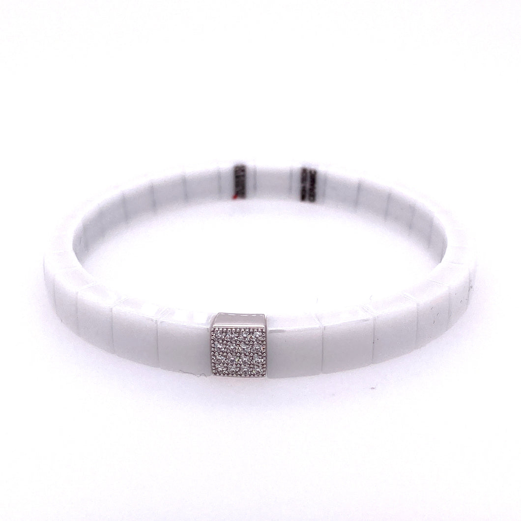 White Ceramic Stretch Bracelet