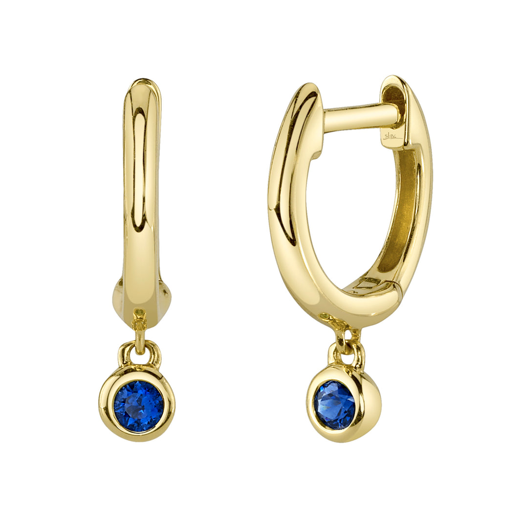 Sapphire Drop Huggie Earrings