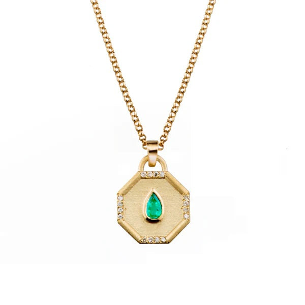 'Fairy Dust' Emerald Octagon Necklace