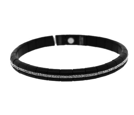 Matte Black and Diamond Ceramic Bracelet