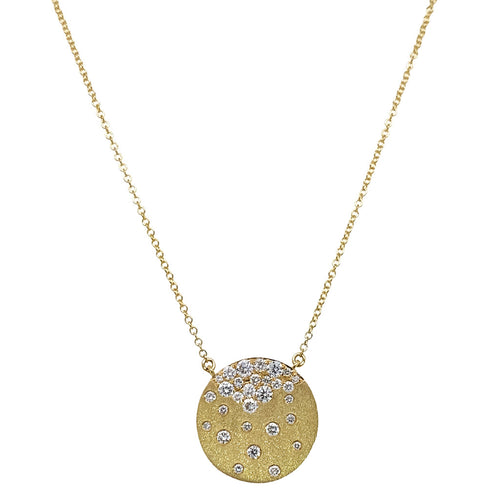 Scattered Diamond Disc Pendant