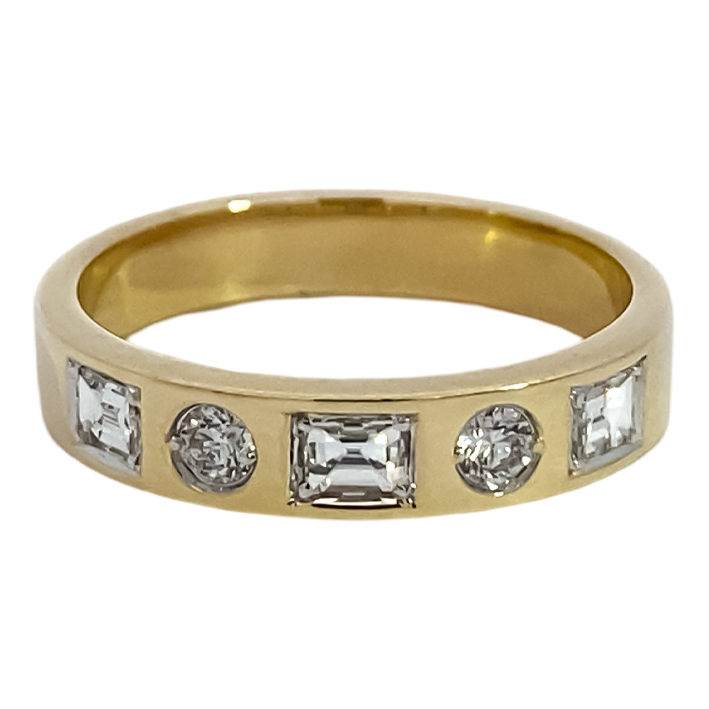 Baguette and Round Diamond Band