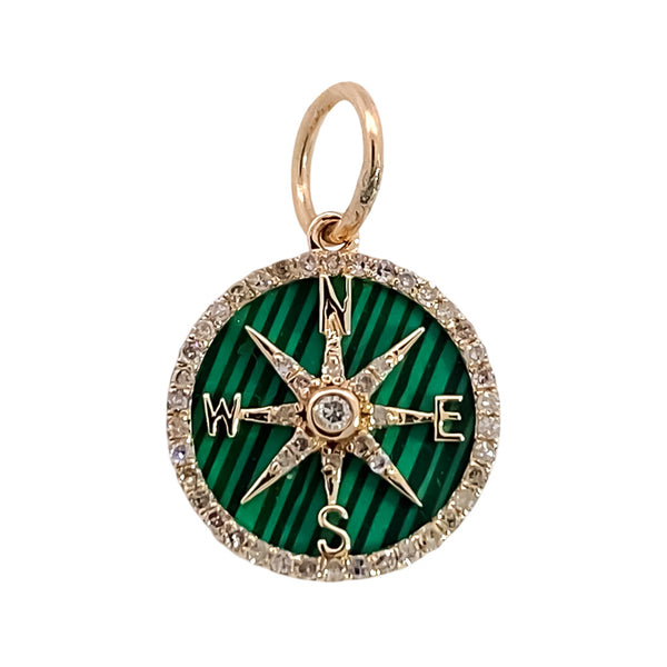 Small Malachite Compass Charm