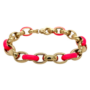 Neon Pink Enamel Chunky Link Bracelet