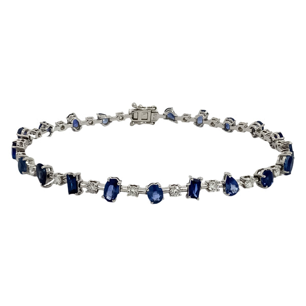 Mixed Shape Sapphire and Diamond Bracelet