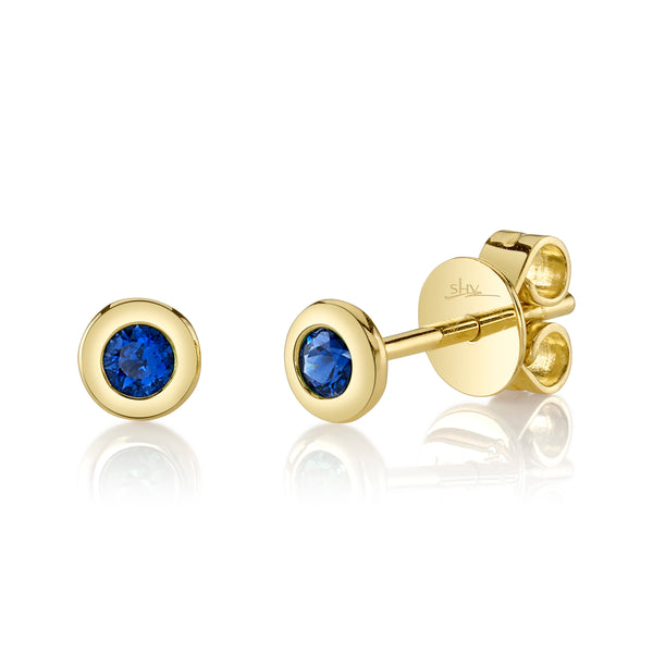 Bezeled Sapphire Stud Earrings