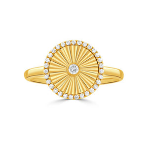 Fluted Gold and Diamond Ring