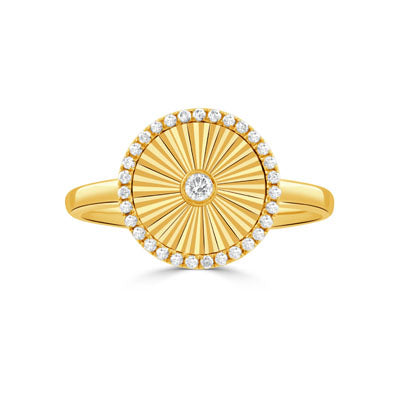 Fluted Gold and Diamond Ring