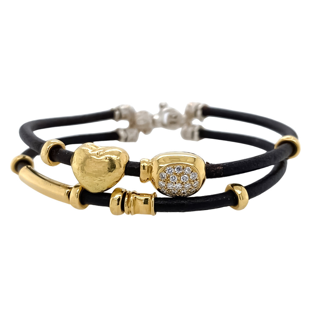 Leather and Gold Bracelet