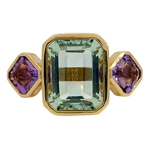 Green and Purple Amethyst Ring