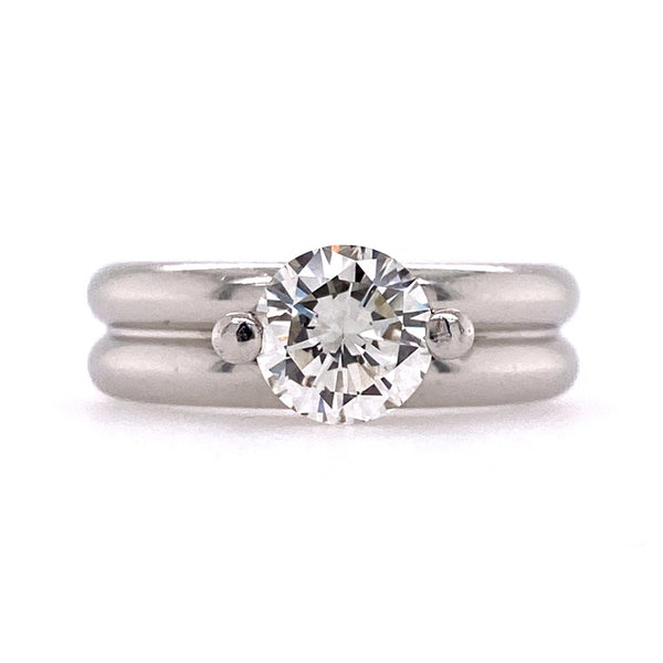 Post Mount Round Solitaire Diamond Ring