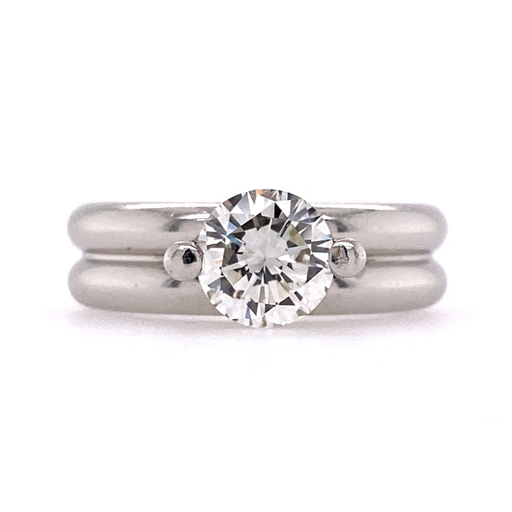 Post Mount Round Solitaire Diamond Ring