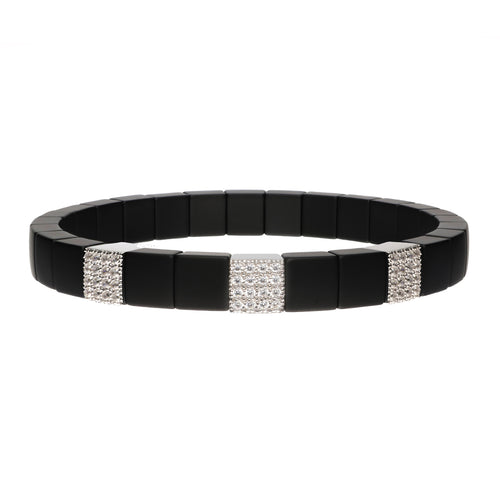 Black Ceramic and Diamond Stretch Bracelet