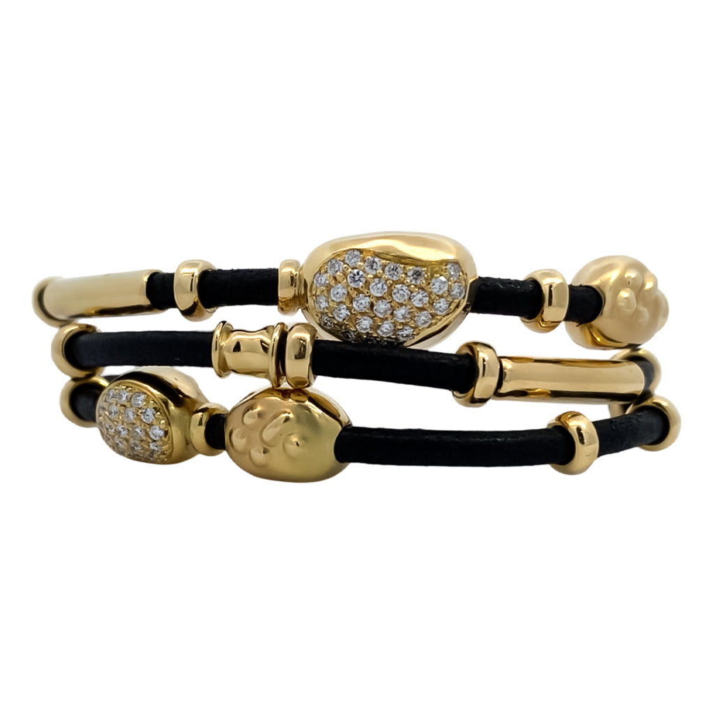 Leather and Gold Bracelet