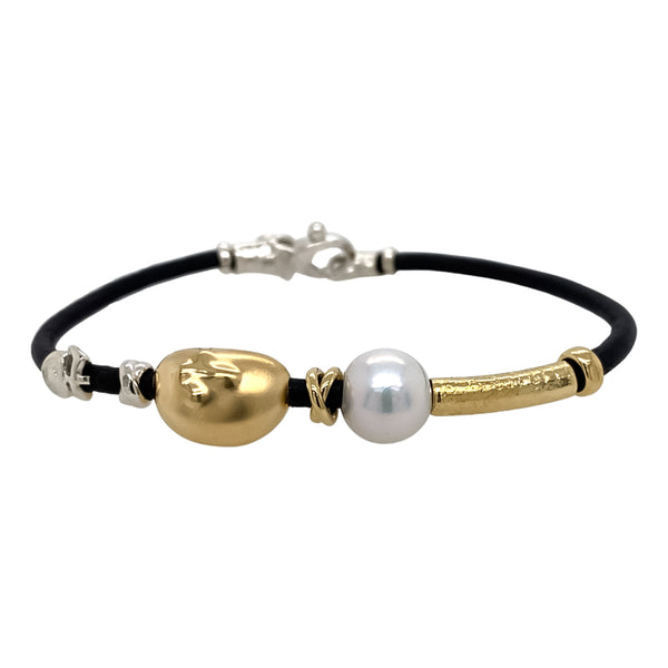 Leather and Pearl Bracelet