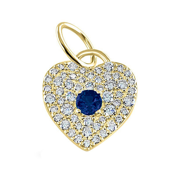 Diamond and Sapphire Heart Charm