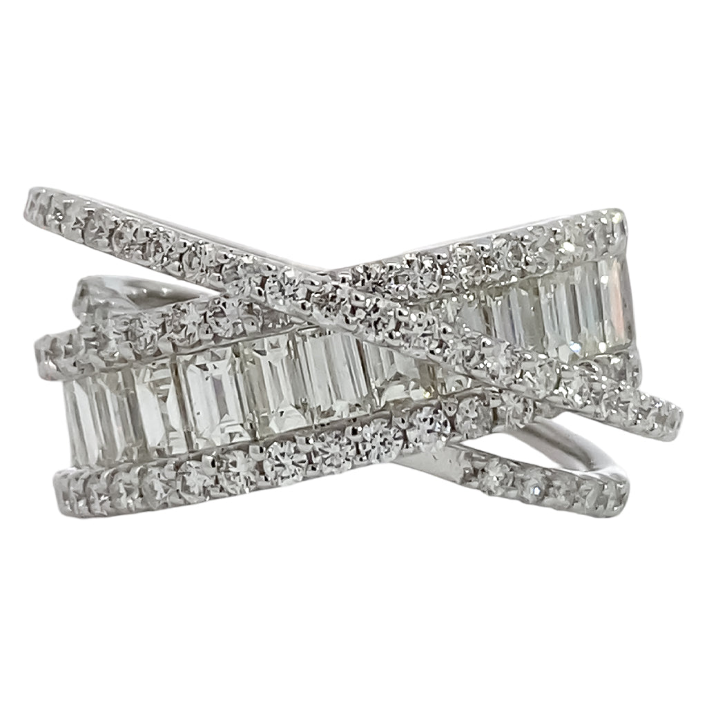 Diamond Crossover Band Ring