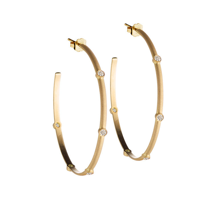 Diamond Bezel Accented Hoop Earrings