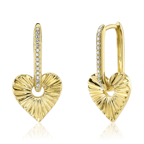 Hanging Fluted Heart Earrings