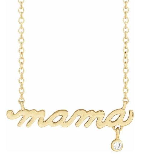 Mama Necklace with Diamond Drop