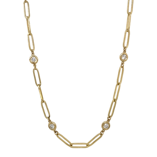 Bezel Accented Paperclip Necklace