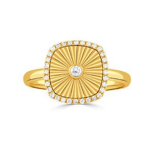 Fluted Gold and Diamond Ring