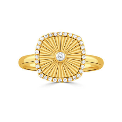 Fluted Gold and Diamond Ring