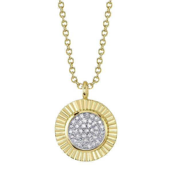 Fluted Pave Disc Necklace