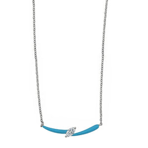 Enamel and Diamond Bolt Bar Necklace