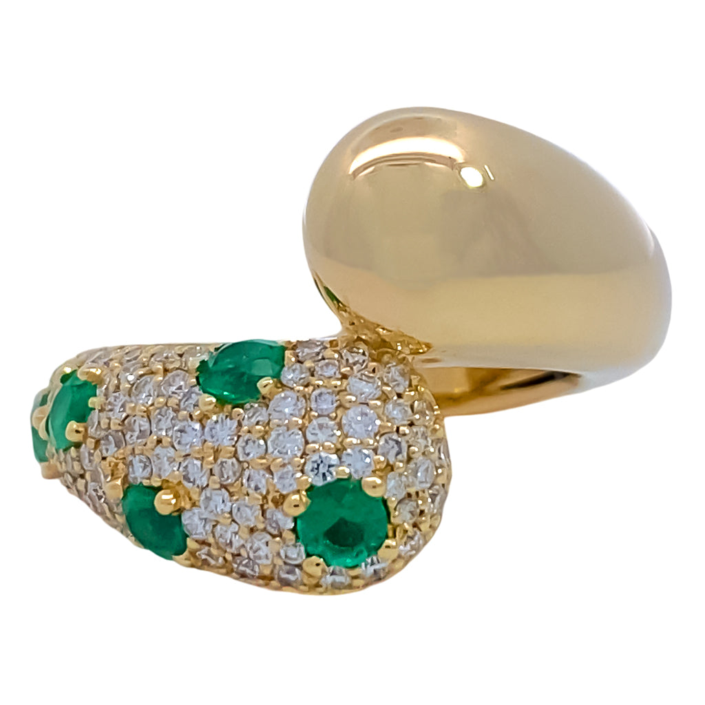 Emerald and Diamond Bypass Ring