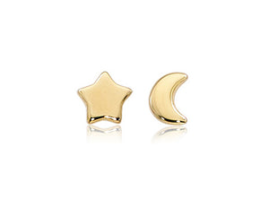 Moon and Star Stud Earrings