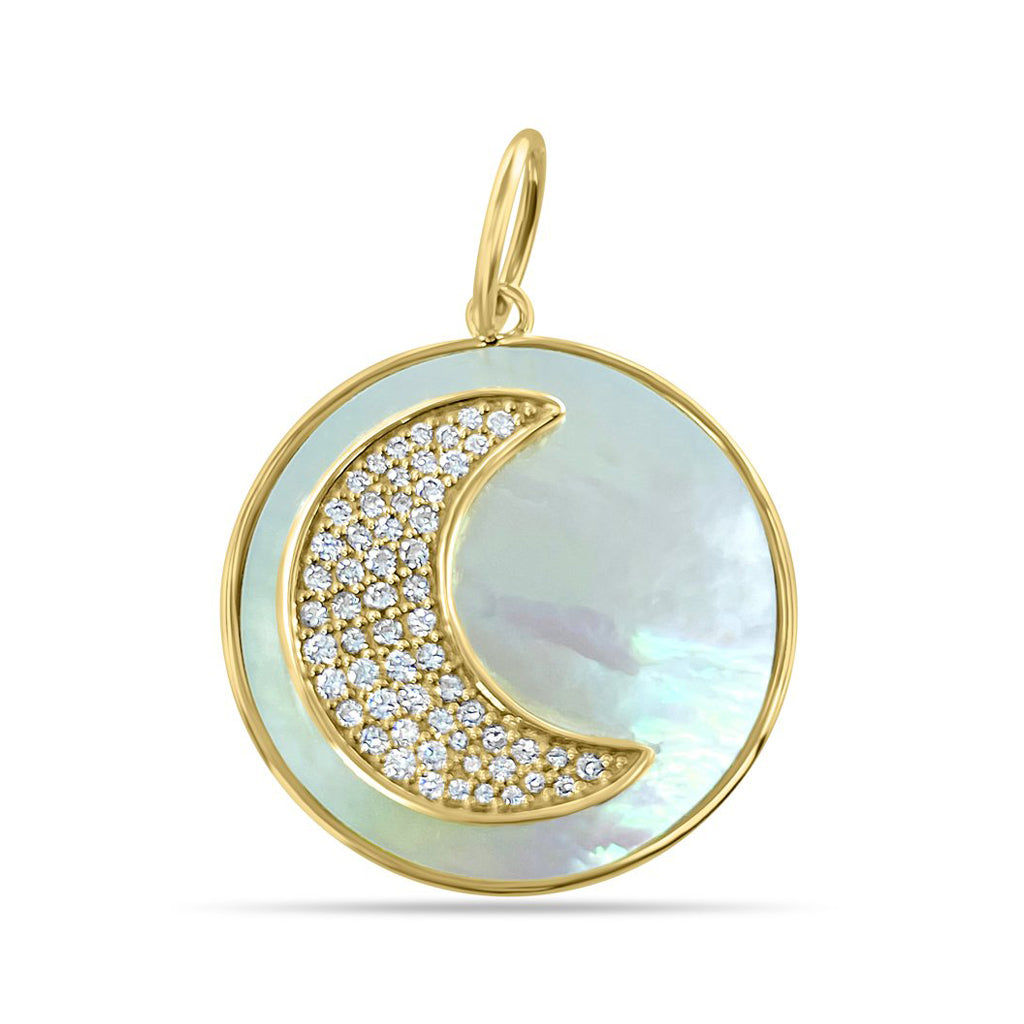 Mother-of-Pearl Pave Crescent Charm