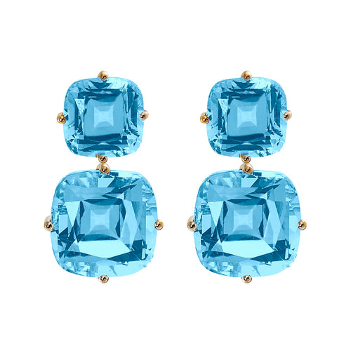 'Gossip' Double Blue Topaz Drop Earrings