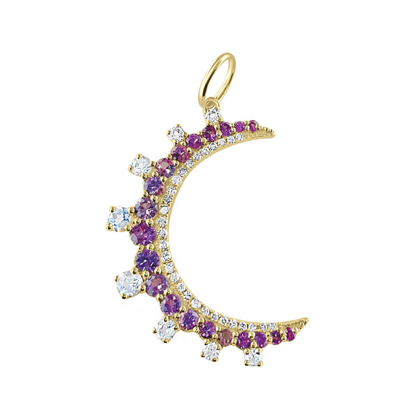 Pink Sapphire Crescent Moon Charm