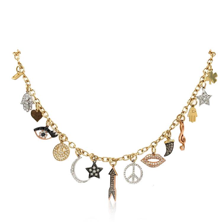 Stories Multi Charm Necklace - Gold - 18-20 in