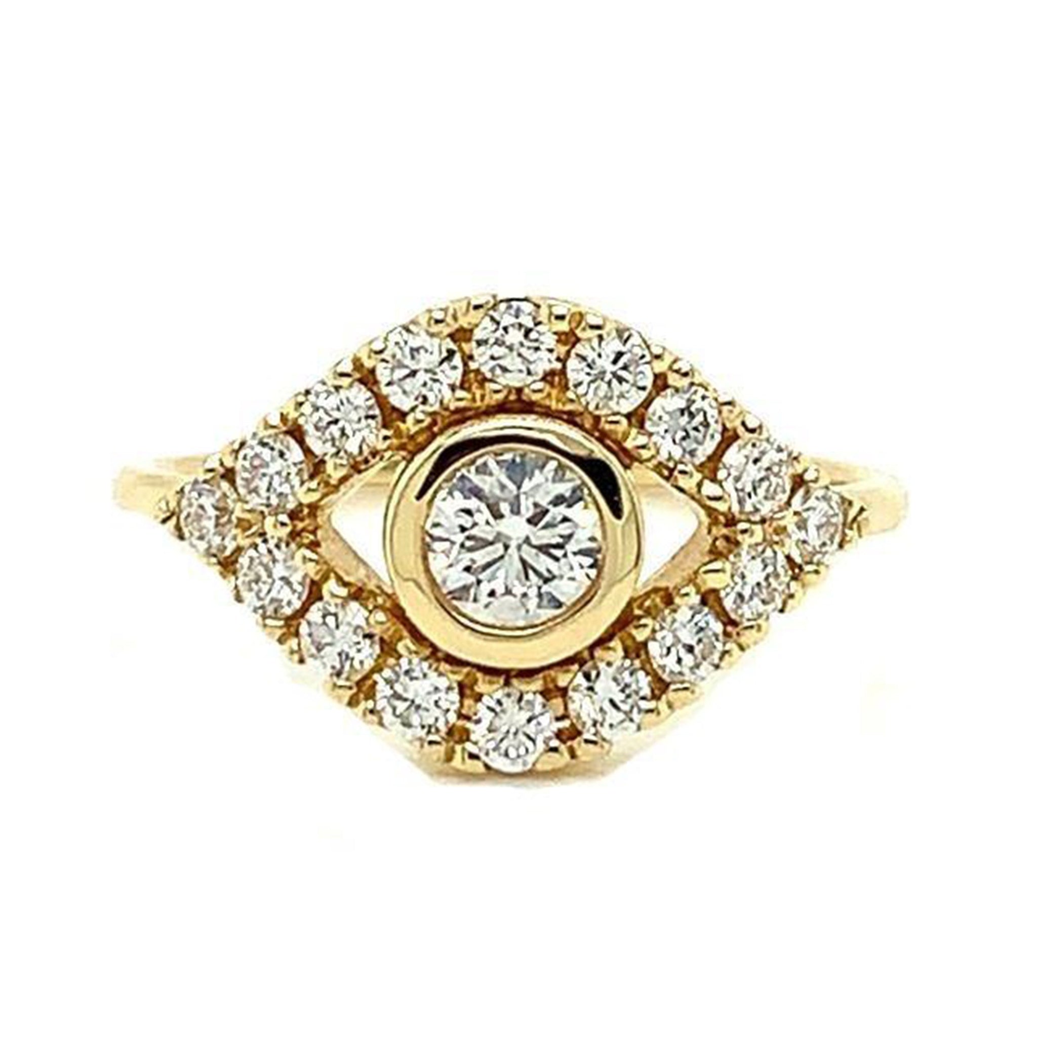 925 Sterling Silver Bujukan Signet Ring with Diamond and Sapphire Evil Eye  | Shop 925 Silver Bujukan Rings | Gabriel & Co